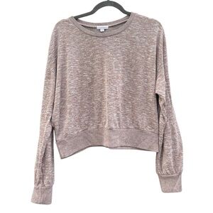 Colsie Women's Crop Crewneck Sweater Top in a Heathered Blush Pink Size XL